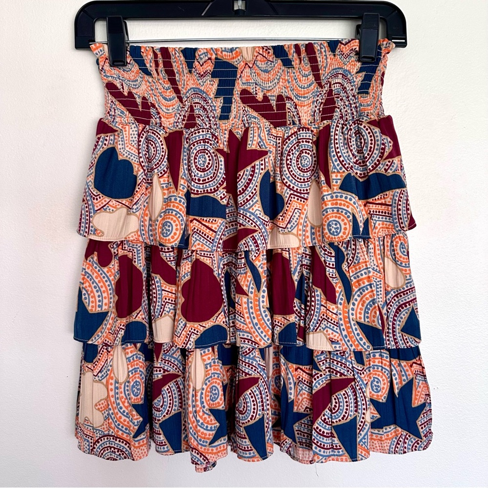 Anthropologie Tiered Skirt with Smocked Waist Size XS